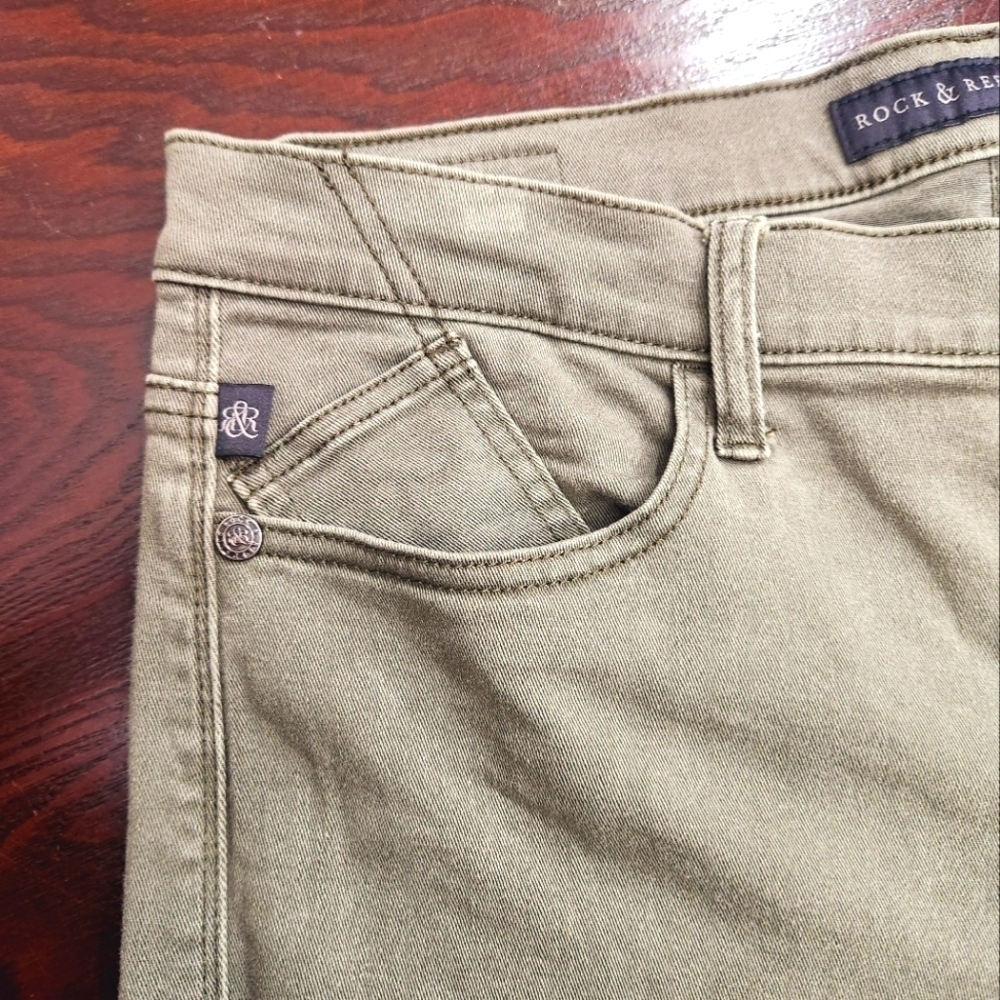 Rock & Republic Kendall Women's Green Denim Straight Stretch Jeans Plus Size 16 - Picture 7 of 10